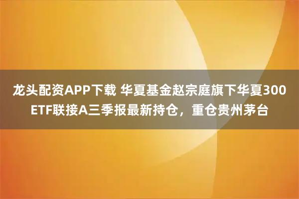 龙头配资APP下载 华夏基金赵宗庭旗下华夏300ETF联接A三季报最新持仓，重仓贵州茅台
